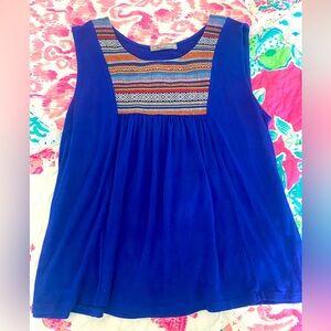 Blue Embroidered Top
